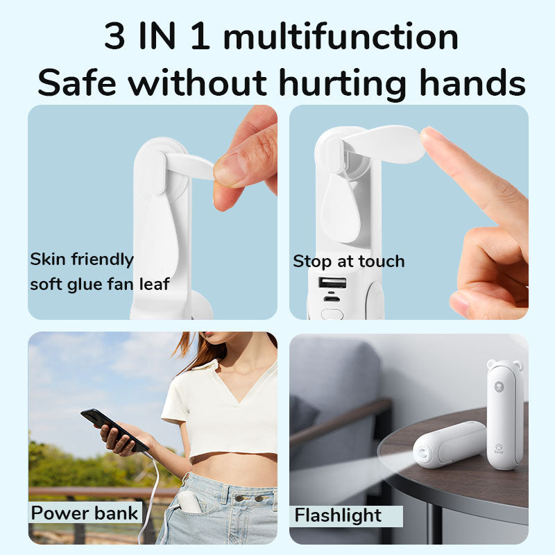 Portable Handheld Fan 4800mAh with Power Bank & Light by HitMyNeed