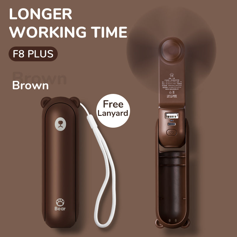 Portable Handheld Fan 4800mAh with Power Bank & Light 4800mah-brown-f8x by HitMyNeed