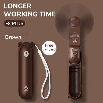 Portable Handheld Fan 4800mAh with Power Bank & Light 4800mah-brown-f8x by HitMyNeed