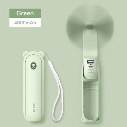 Portable Handheld Fan 4800mAh with Power Bank & Light 4800mah-green-f8x by HitMyNeed