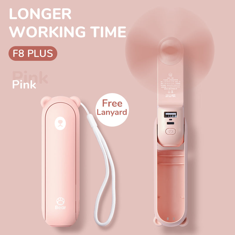 Portable Handheld Fan 4800mAh with Power Bank & Light 4800mah-pink-f8x by HitMyNeed