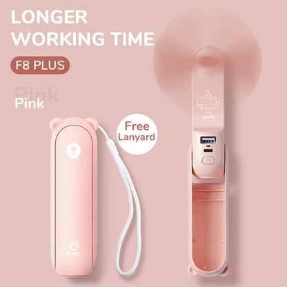 Portable Handheld Fan 4800mAh with Power Bank & Light 4800mah-pink-f8x by HitMyNeed