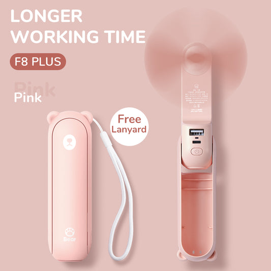 Portable Handheld Fan 4800mAh with Power Bank & Light 4800mah-pink-f8x by HitMyNeed