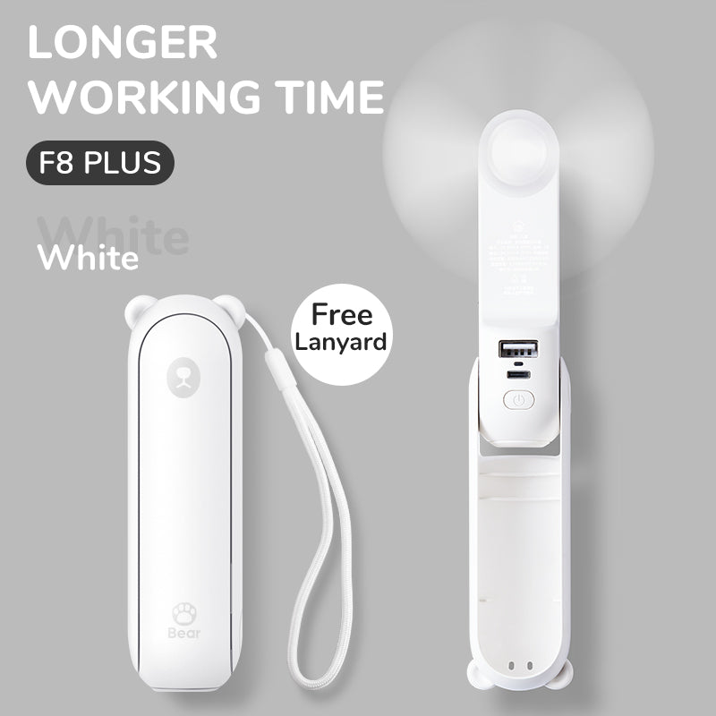 Portable Handheld Fan 4800mAh with Power Bank & Light 4800mah-white-f8x by HitMyNeed
