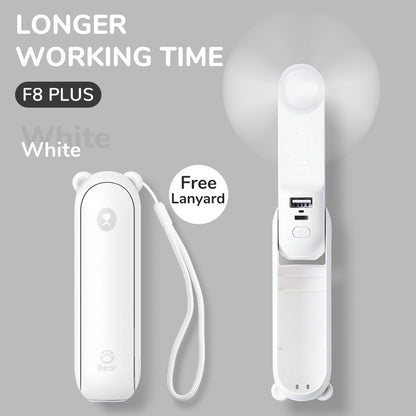 Portable Handheld Fan 4800mAh with Power Bank & Light 4800mah-white-f8x by HitMyNeed