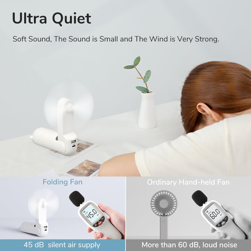 Portable Handheld Fan 4800mAh with Power Bank & Light by HitMyNeed