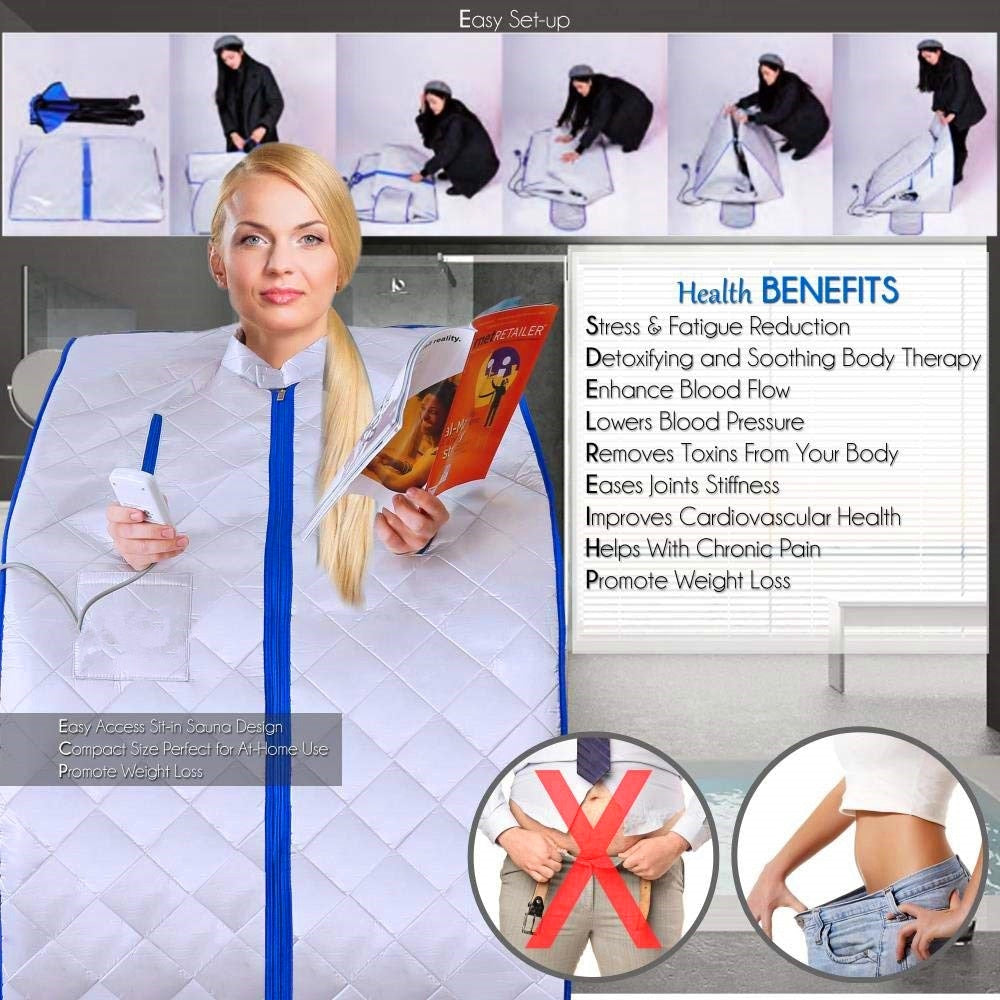 Portable Infrared Sauna Tent with Foldable Chair by HitMyNeed