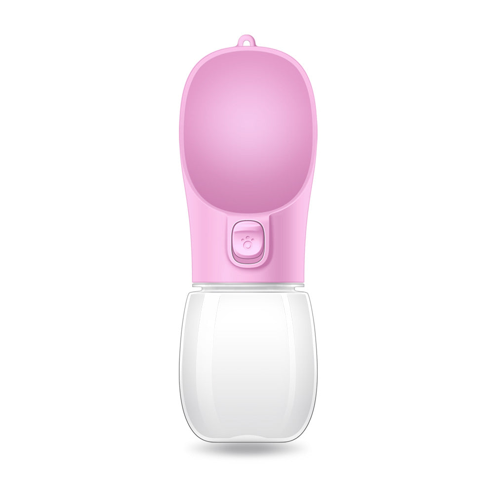 Portable Leakproof Dog Water Bottle with Bowl pink 550ml-pc by HitMyNeed