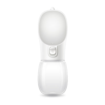 Portable Leakproof Dog Water Bottle with Bowl white 550ml-pc by HitMyNeed