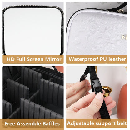 Portable LED Cosmetic Vanity Case with Mirror by HitMyNeed