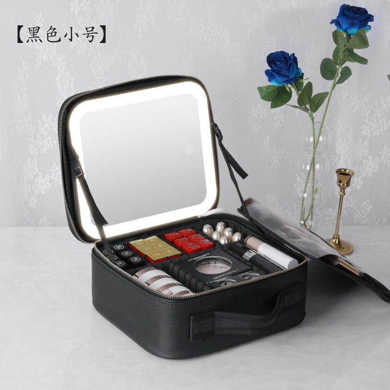 Portable LED Cosmetic Vanity Case with Mirror black-with-led by HitMyNeed