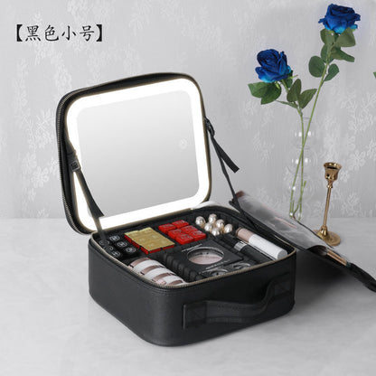 Portable LED Cosmetic Vanity Case with Mirror black-with-led by HitMyNeed