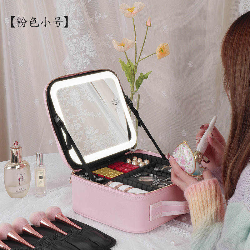 Portable LED Cosmetic Vanity Case with Mirror pink-with-led by HitMyNeed