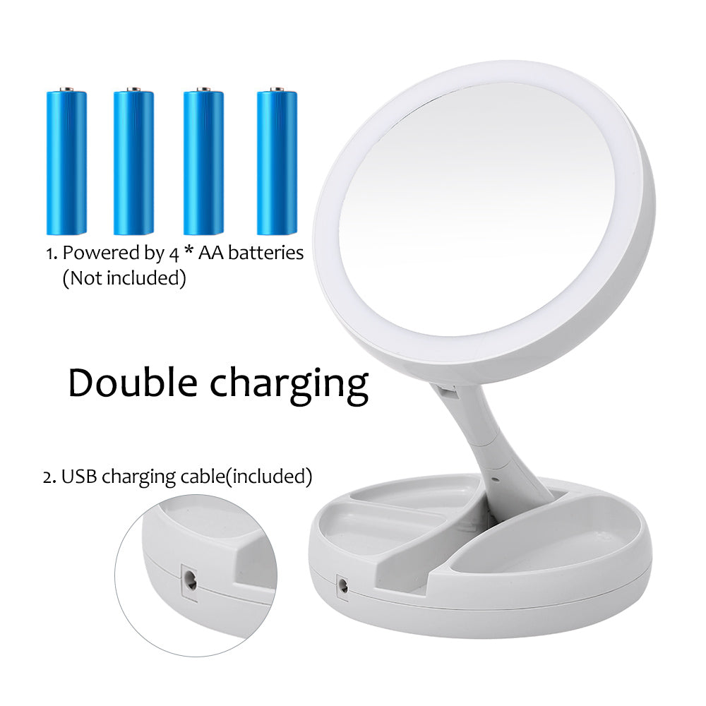 Portable LED Lighted Vanity Mirror with 10x Zoom by HitMyNeed