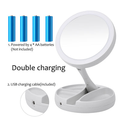 Portable LED Lighted Vanity Mirror with 10x Zoom by HitMyNeed