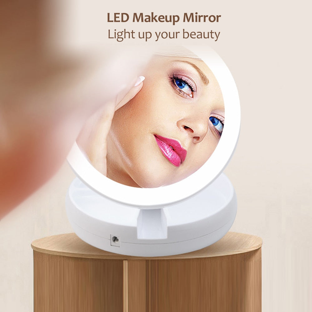 Portable LED Lighted Vanity Mirror with 10x Zoom by HitMyNeed