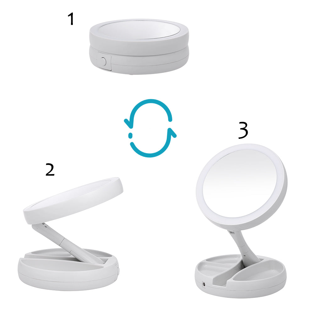 Portable LED Lighted Vanity Mirror with 10x Zoom by HitMyNeed