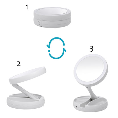 Portable LED Lighted Vanity Mirror with 10x Zoom by HitMyNeed