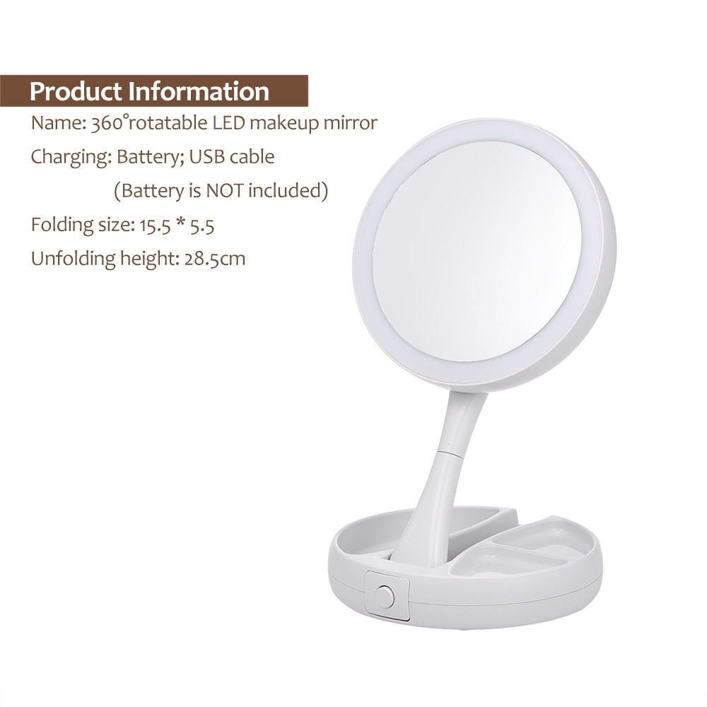 Portable LED Lighted Vanity Mirror with 10x Zoom by HitMyNeed