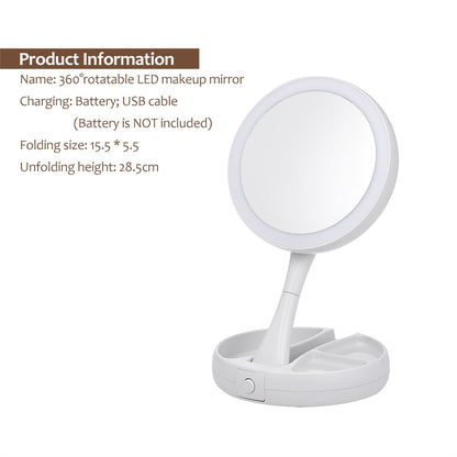 Portable LED Lighted Vanity Mirror with 10x Zoom by HitMyNeed