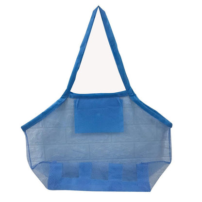Portable Mesh Sand Toy Bag for Beach Trips blue by HitMyNeed