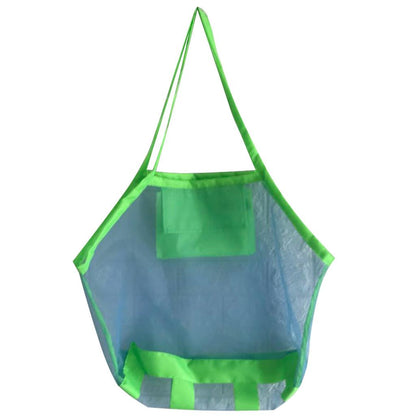 Portable Mesh Sand Toy Bag for Beach Trips blue-net-green-bag by HitMyNeed