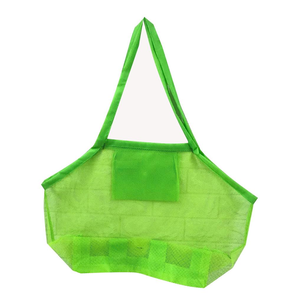 Portable Mesh Sand Toy Bag for Beach Trips green by HitMyNeed