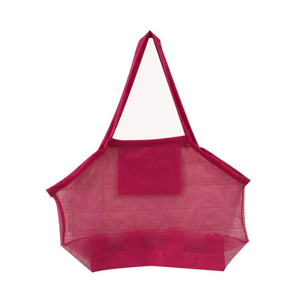 Portable Mesh Sand Toy Bag for Beach Trips rose-red by HitMyNeed