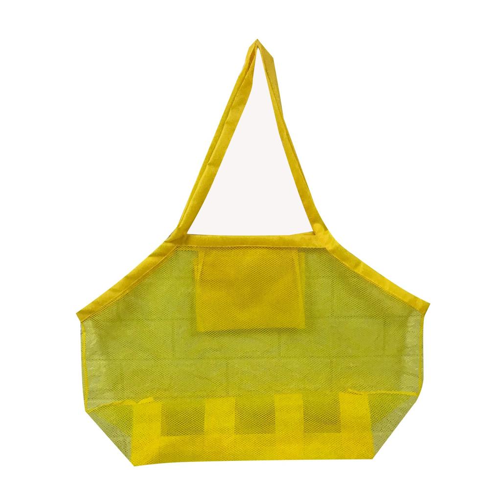 Portable Mesh Sand Toy Bag for Beach Trips yellow by HitMyNeed