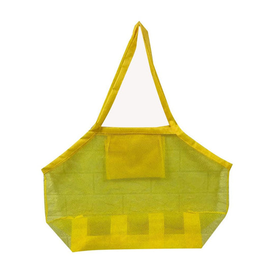 Portable Mesh Sand Toy Bag for Beach Trips yellow by HitMyNeed