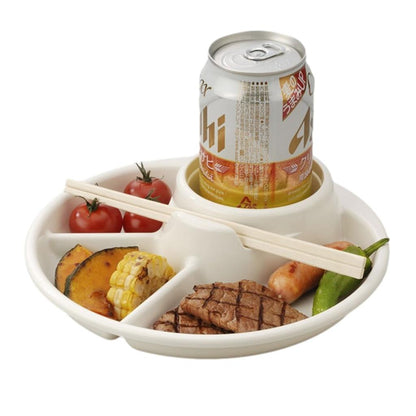 Portable Non-Breakable Divided Plate with Cup Holder by HitMyNeed