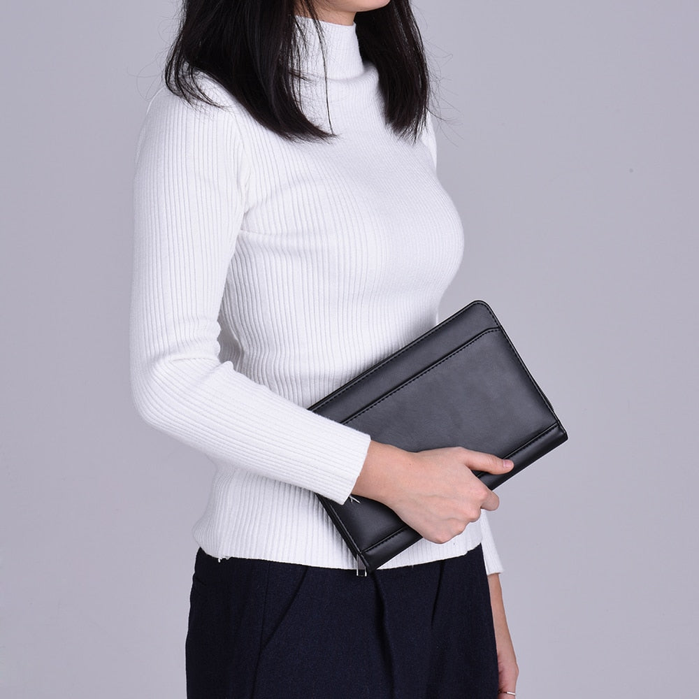 Portable PU Leather Zippered Portfolio Notebook by HitMyNeed