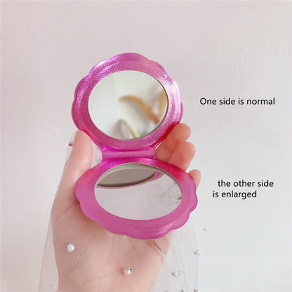 Portable Shell Compact Mirror with 2X Magnifier by HitMyNeed