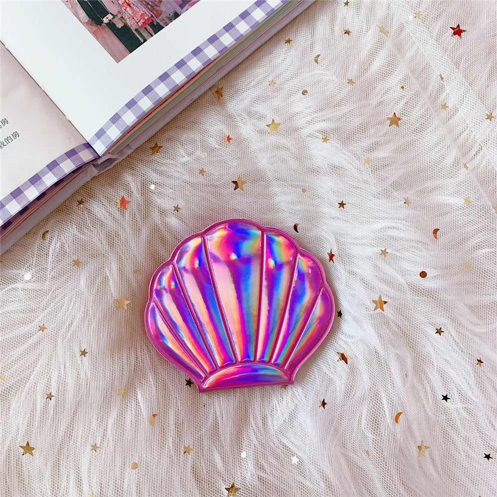 Portable Shell Compact Mirror with 2X Magnifier pink by HitMyNeed