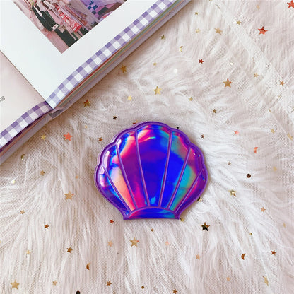 Portable Shell Compact Mirror with 2X Magnifier purple by HitMyNeed