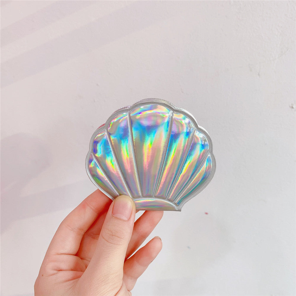 Portable Shell Compact Mirror with 2X Magnifier silver by HitMyNeed