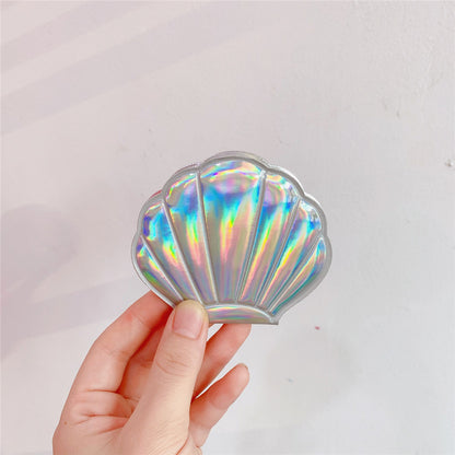 Portable Shell Compact Mirror with 2X Magnifier silver by HitMyNeed
