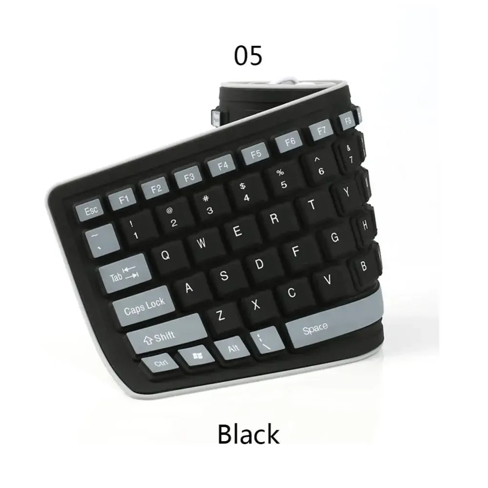 Portable Silent Foldable USB Silicone Keyboard black by HitMyNeed