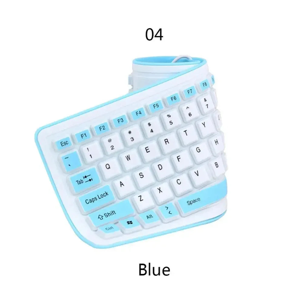 Portable Silent Foldable USB Silicone Keyboard blue by HitMyNeed