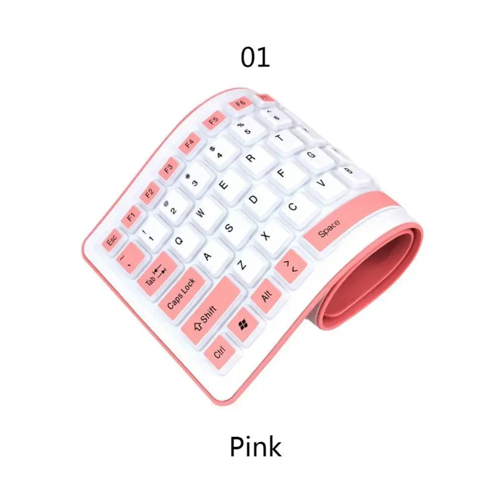Portable Silent Foldable USB Silicone Keyboard pink by HitMyNeed