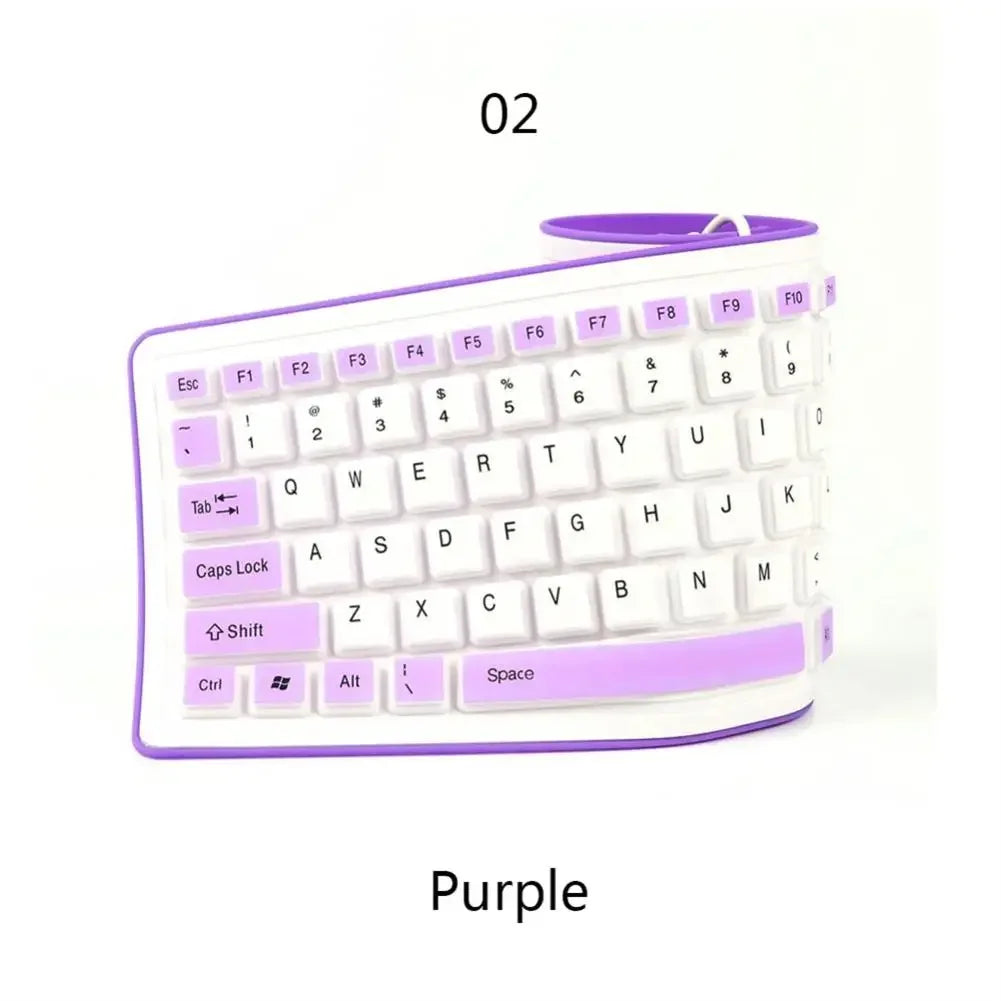 Portable Silent Foldable USB Silicone Keyboard purple by HitMyNeed