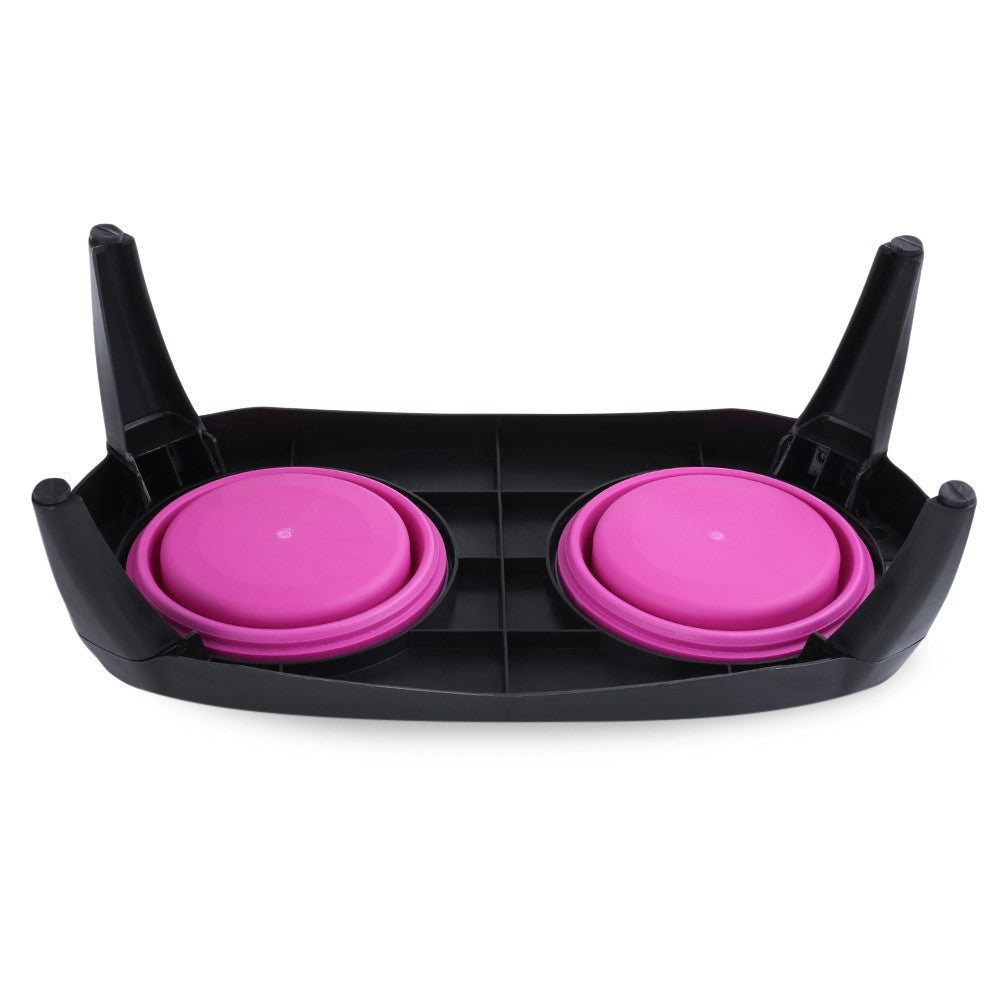 Portable Silicone Pet Feeder Station with Double Bowls by HitMyNeed