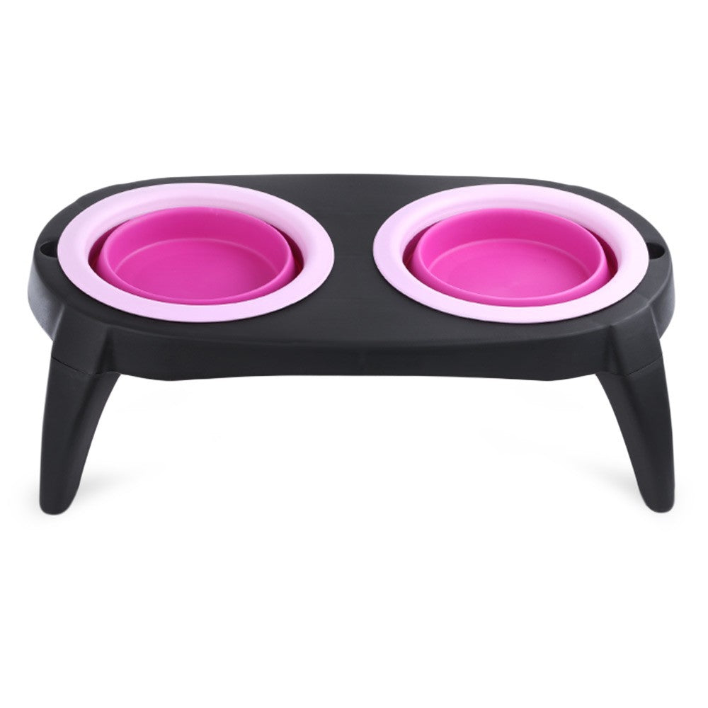 Portable Silicone Pet Feeder Station with Double Bowls by HitMyNeed