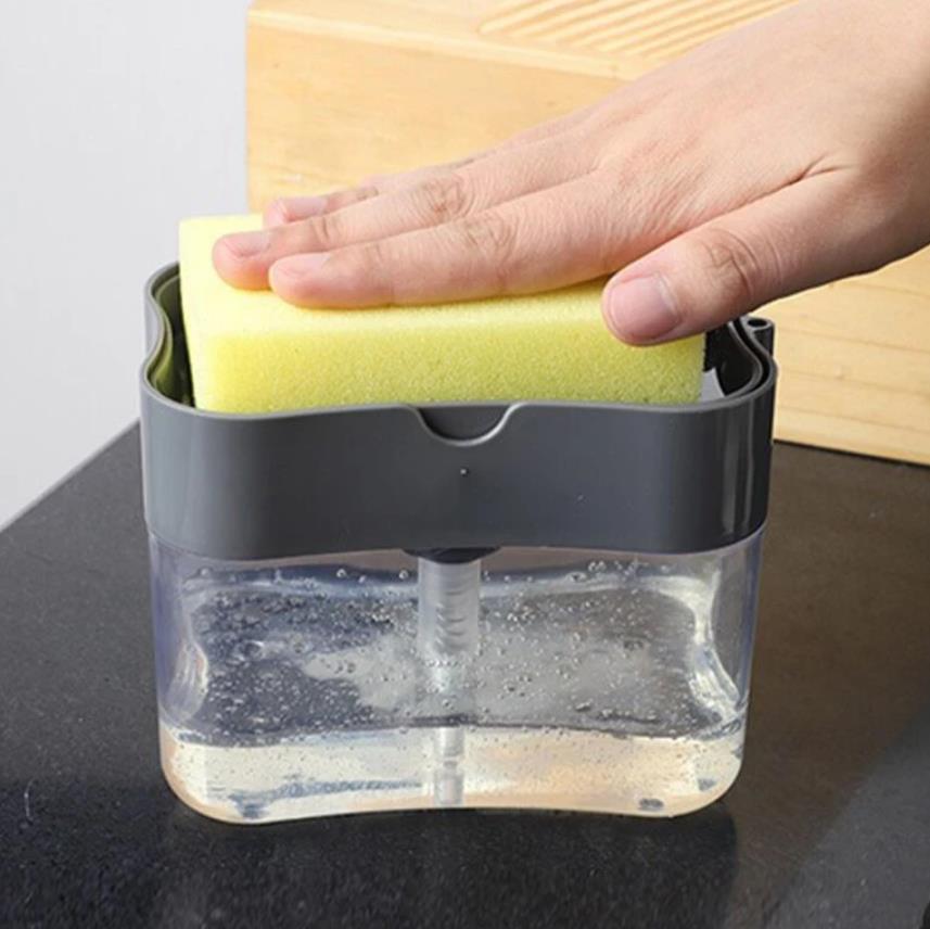 Portable Soap & Detergent Press Dispenser with Sponge by HitMyNeed
