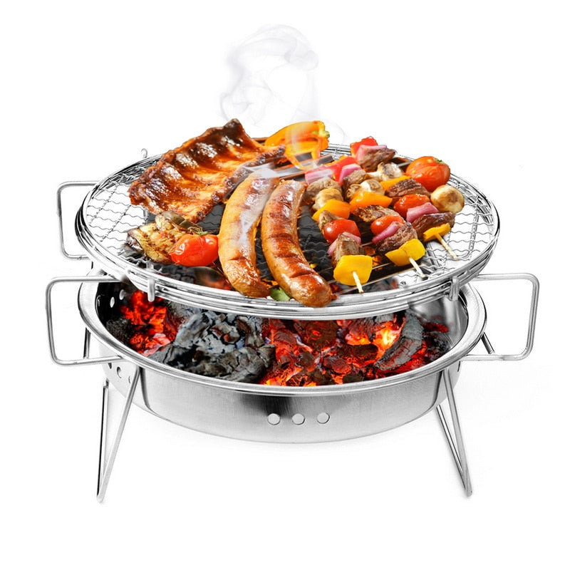 Portable Stainless Steel Charcoal Grill 30cm by HitMyNeed