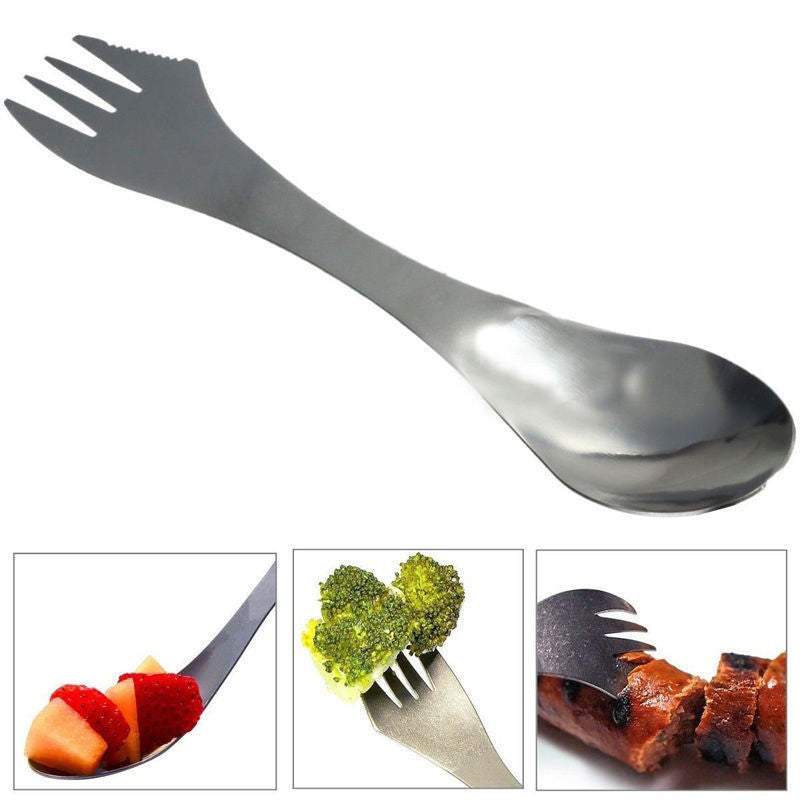 Portable Stainless Steel Spork Camping Cutlery by HitMyNeed