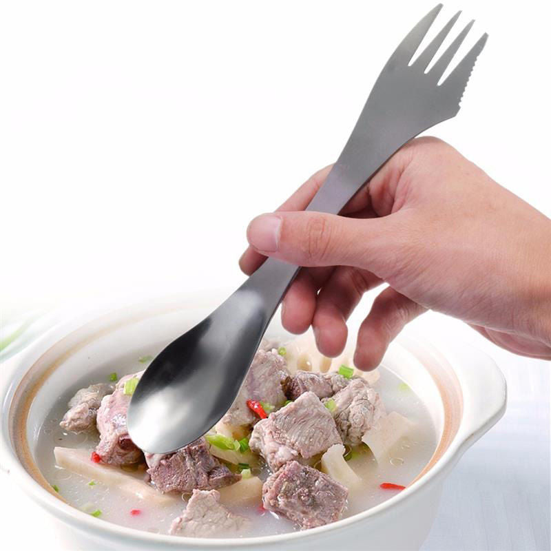 Portable Stainless Steel Spork Camping Cutlery by HitMyNeed