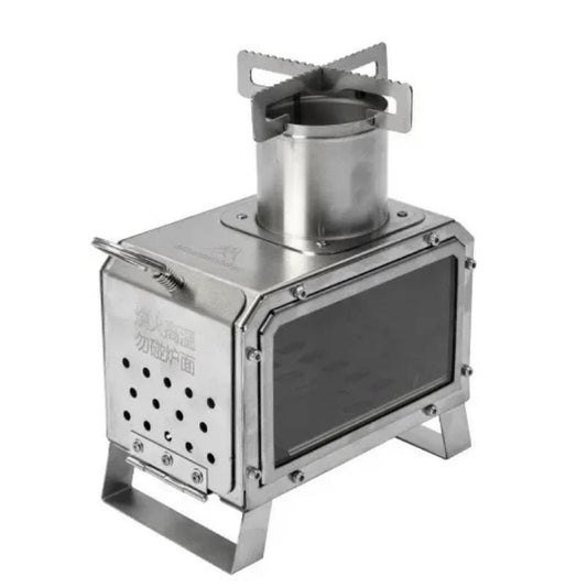 Portable Stainless Steel Square Wood Stove for Camping by HitMyNeed