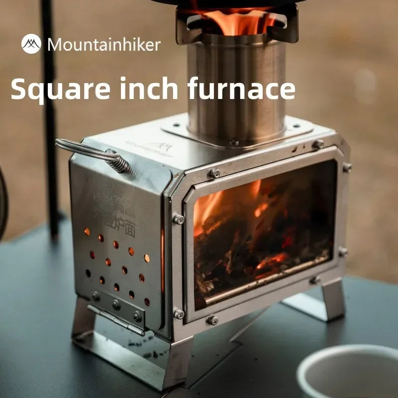 Portable Stainless Steel Square Wood Stove for Camping by HitMyNeed