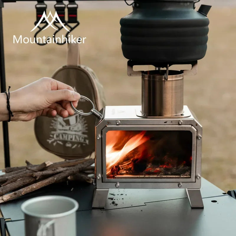 Portable Stainless Steel Square Wood Stove for Camping by HitMyNeed